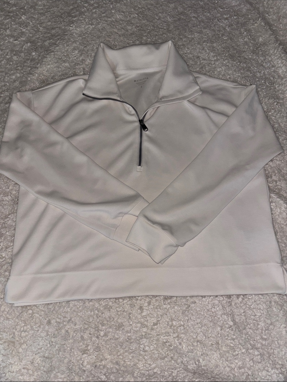 Athleta Seasoft HD White Quarter-Zip Pullover